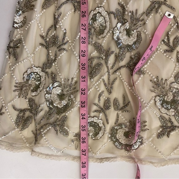 BHLDN || Mariposa Beaded Sequin Mesh Dress Bride Wedding Reception Ivory 6 - Picture 10 of 12